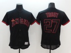 Los Angeles Angels #27 Mike Trout Black Lights Out Baseball Jersey