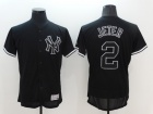 New York Yankees #2 Derek Jeter Black Lights Out Baseball Jersey