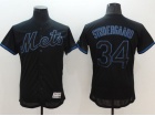 New York Mets #34 Noah Syndergaard Black Lights Out Baseball Jersey