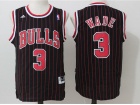 Chicago Bulls #3 Dwyane Wade Black Strips Stitched Basketball Jersey