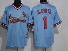 St. Louis Cardinals #1 Ozzie Smith Blue Pullover Throwback Jerseys