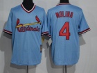 St.louis Cardinals #4 Yadier Molina Blue Pullover Throwback Jerseys