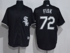 Chicago White Sox #72 Carlton Fisk Black White Cool Base Jersey