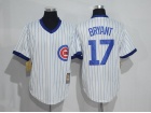 Chicago Cubs #17 Kris Bryant White Pullover Throwback Jerseys