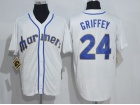 Seattle Mariners #24 Ken Griffey Jr White Throwback Jersey