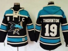 San Jose Sharks #19 Joe Thornton Black Hockey Hoodie