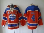 Edmonton Oilers #4 Taylor Hall Orange Old Time NHL Hockey Hoodie