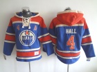 Edmonton Oilers #4 Taylor Hall Blue Old Time NHL Hockey Hoodie