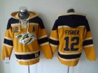 Nashville Predators #12 Mike Fisher Yellow Old Time Hockey Hoodie