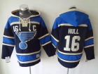 St.Louis Blues #16 Brett Hull Black Old Time NHL Hockey Hoodie