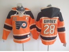 Philadelphia Flyers #28 Claude Giroux Orange Old Time Hockey Hoodie