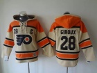 Philadelphia Flyers #28 Claude Giroux Cream Old Time Hockey Hoodie