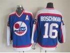 Winnipeg Jets #16 Laurie Boschman Blue CCM Hockey Jersey