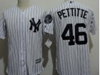 New York Yankees #46 Andy Pettitte White Pinstrip Cool Base Jersey