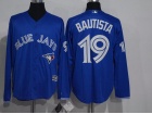 Toronto Blue Jays #19 Jose Bautista Blue Long Sleeves Baseball Jersey