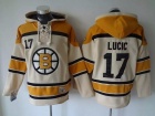 Boston Bruins #17 Milan Lucic Cream Old Time NHL Hockey Hoodies