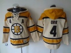 Boston Bruins #4 Bobby Orr Cream Old Time NHL Hockey Hoodies