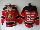 Ottawa Senators #65 Erik Karlsson Red Old Time Hockey Hoodie