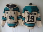 San Jose Sharks #19 Joe Thornton Cream Old Time Hockey Hoodie