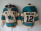 San Jose Sharks #12 Patrick Marleau Cream Old Time Hockey Hoodie