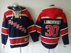 New York Rangers #30 Henrik Lundqvist Navy Blue Old Time Hockey Hoodie