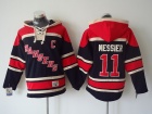 New York Rangers #11 Mark Messier Navy Blue Old Time Hockey Hoodie