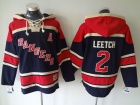 New York Rangers #2 Brian Leetch Navy Blue Old Time Hockey Hoodie