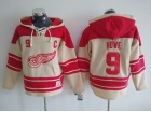 Detroit Red Wings #9 Gordie Howe Cream Old Time Hockey Hoodie