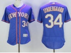 New York Mets #34 Noah Syndergaard Blue With Grey Number Flexbase Jersey