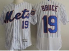 New York Mets #19 Jay Bruce White Strips Flexbase Jerseys