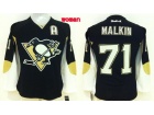 Women Pittsburgh Penguins #71 Evgeni Malkin Black Hockey Jersey