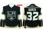 Women Los Angeles Kings #32 Jonathan Quick Black Hockey Jersey