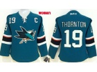 Women San Jose Sharks #19 Joe Thornton Green Hockey Jersey