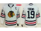 Women Chicago Blackhawks #19 Jonathan Toews White Hockey Jersey