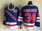 New York Rangers #34 John Vanbiesbrouck Blue 75th Patch CCM Hockey Jerseys