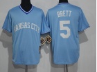 Kansas City Royals #5 George Brett Baby Blue Pullover Throwback Jersey