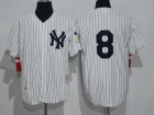 New York Yankees #8 Yogi Berra White Strips Throwback Jerseys