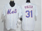 New York Mets #31 Mike Piazza White Pinstrip Cool Base Jersey