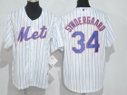 New York Mets #34 Noah Syndergaard White Pinstrip Cool Base Jersey