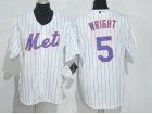 New York Mets #5 David Wright White Pinstrip Cool Base Jersey