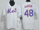 New York Mets #48 Jacob deGrom White Pinstrip Cool Base Jersey