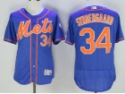 New York Mets #34 Noah Syndergaard Blue With Orange Number Flexbase Jersey