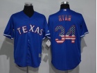 Texas Rangers #34 Nolan Ryan Blue USA Flag Fashion Baseball Jerseys