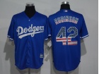 Los Angeles Dodgers #42 Jackie Robinson Blue USA Flag Fashion Baseball Jerseys