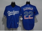 Los Angeles Dodgers #22 Clayton Kershaw Blue USA Flag Fashion Baseball Jerseys