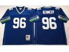 Seattle Seahawks #96 Cortez Kennedy Blue Throwback Jerseys