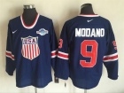 Team USA #9 Mike Modano Navy Blue Hockey Jerseys