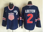 Team USA #2 Brian Leetch Navy Blue Hockey Jerseys