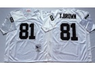 Oakland Raiders #81 Tim Brown White with Black Number Throwback Football Jerseys