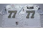 Oakland Raiders #77 Lyle Alzado White with Silver Number Throwback Football Jerseys